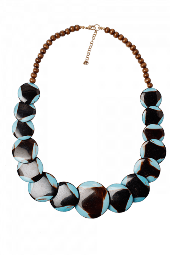 Horn And Bone Blue And Black Round Beads Necklace - Bead (540x810), Png Download