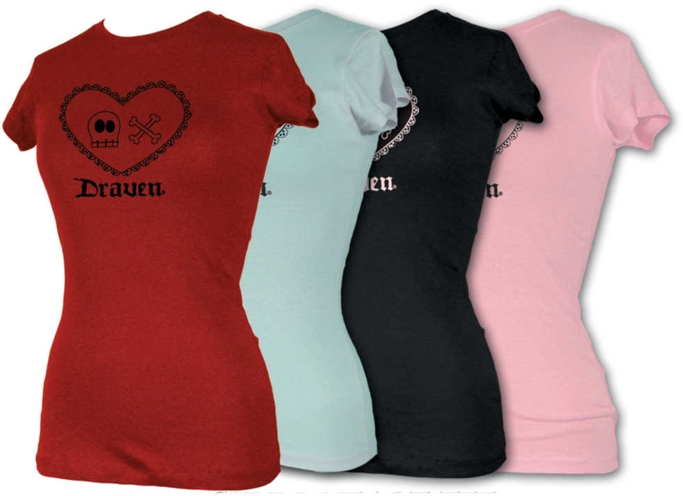 Draven Girls Skull Heart T-shirt - Active Shirt (1024x1024), Png Download