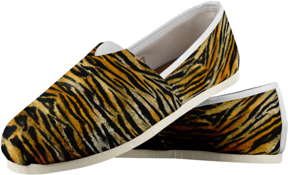 Saki Orange Bengal Tiger Stripe Women's Comfy Flats - Shoe (600x600), Png Download