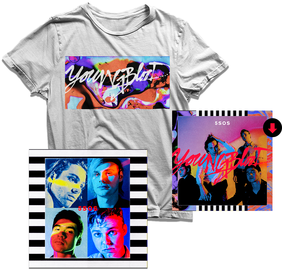 Youngblood T-shirt Litho Bundle - 5 Seconds Of Summer Youngblood Cd (1000x1000), Png Download