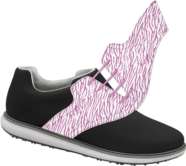 Women's Zebra Pink On White Saddles & Laces - Sneakers (900x600), Png Download