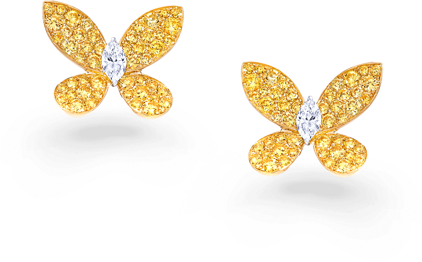 A Pair Of Graff Pavé Butterfly Earrings Pave Set With - Earring (2000x2000), Png Download
