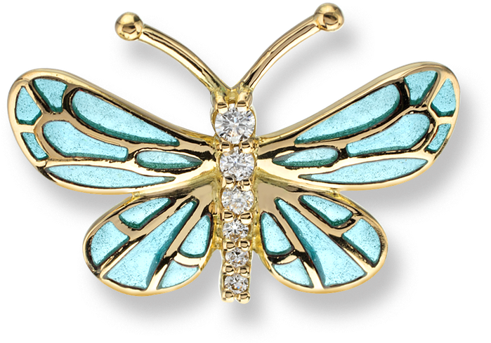 Nicole Barr Designs 18 Karat Gold Butterfly Lapel Pin-blue (800x800), Png Download