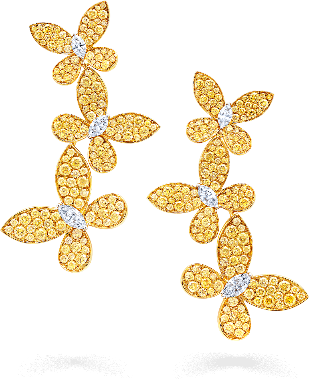 A Pair Of Graff Triple Pavé Butterfly Earrings With - Graff (2000x2000), Png Download