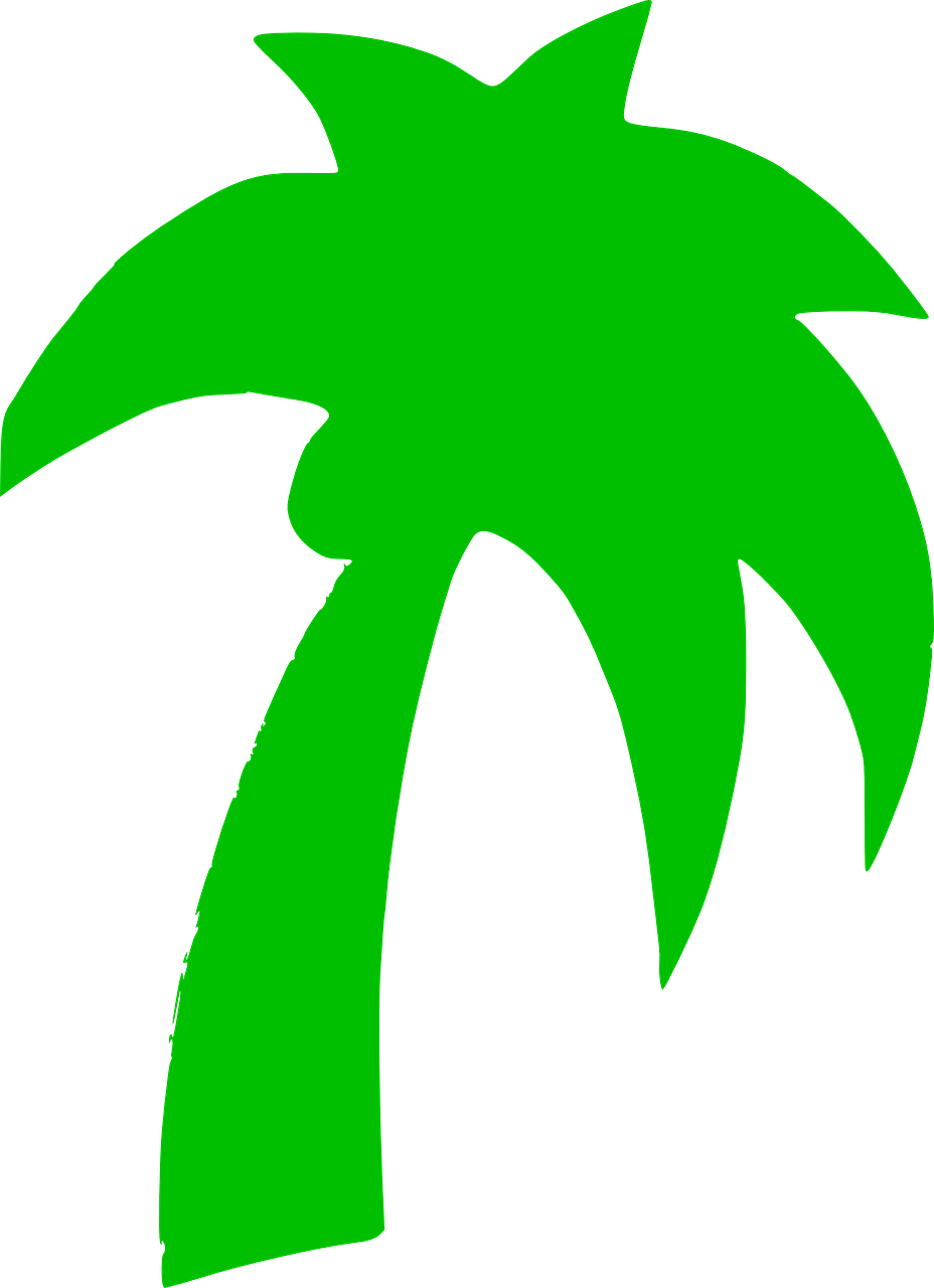 Palm Tree Silhouette Coconut Png Image - Green Palm Tree Silhouette (928x1280), Png Download