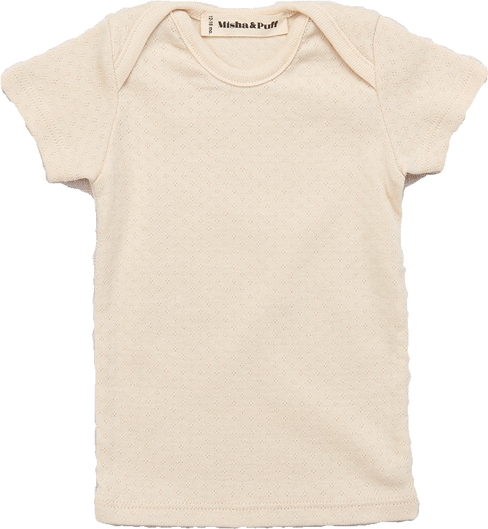 Misha & Puff Pointelle Slim Tee, Natural - T Shirt Coton Bébé (997x999), Png Download