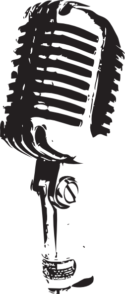 Old School Microphone Clipart - Black And White Microphone (252x591), Png Download