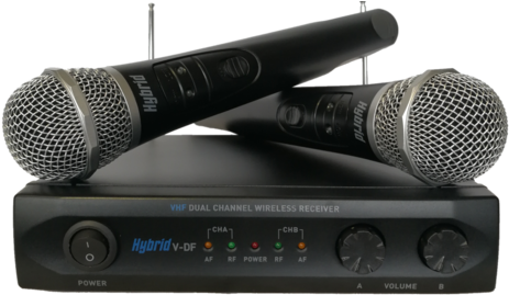 Hybrid V-df Dual Handheld Vhf Wireless Microphone System - Wireless Microphone (480x270), Png Download
