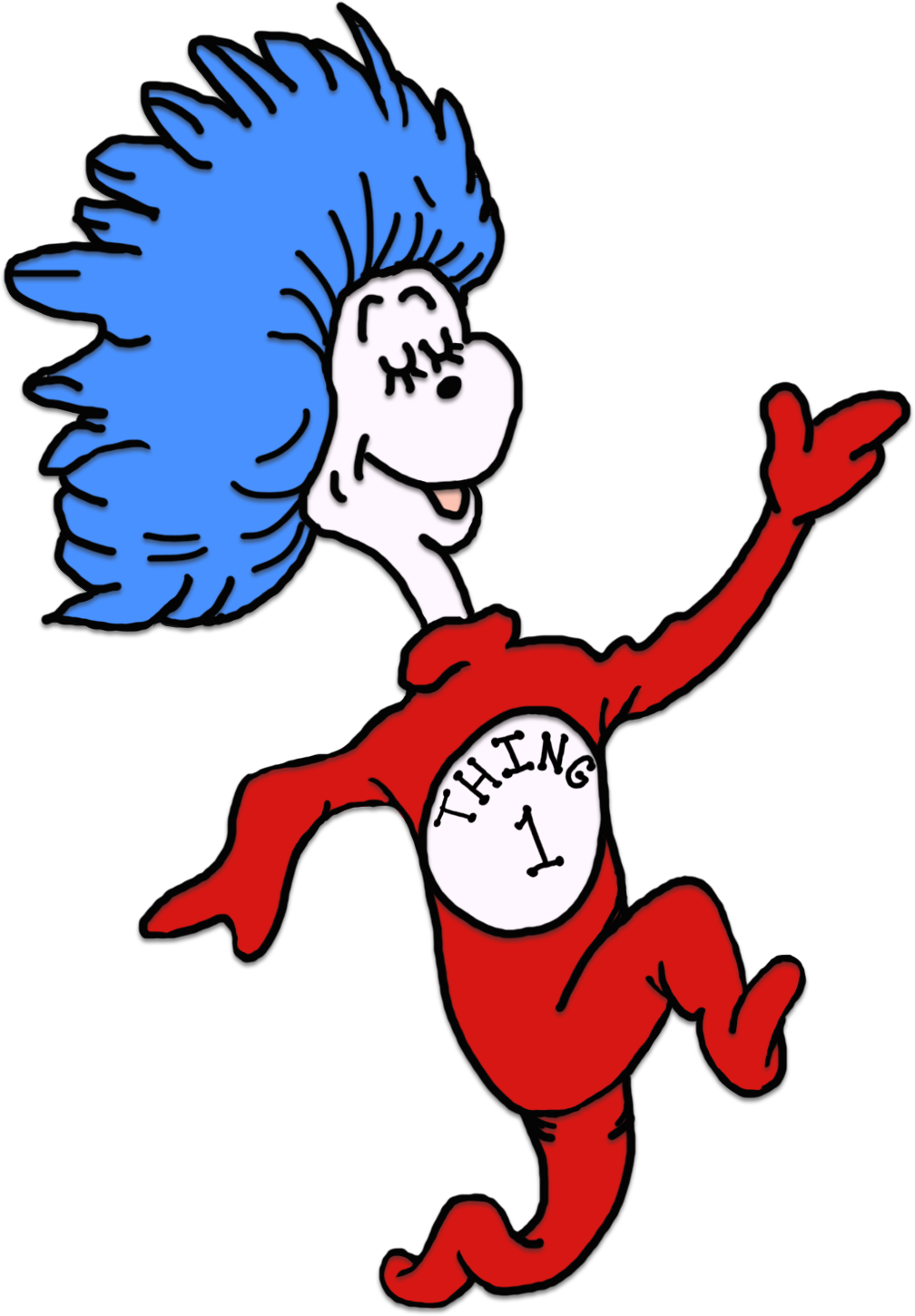 Thing 1 And Thing 2 Printable Template Seuss Coloring - Thing 2 Transparent Background (1008x1450), Png Download