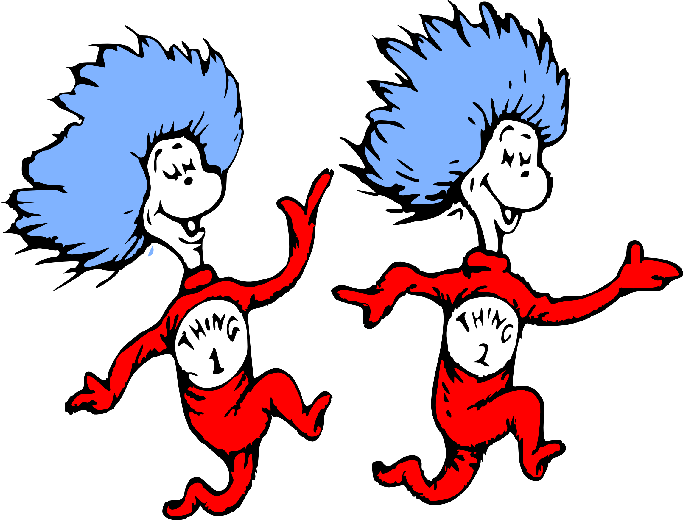 Thing 2 Png Image Transparent Library - Thing 1 And Thing 2 Running (2293x1747), Png Download