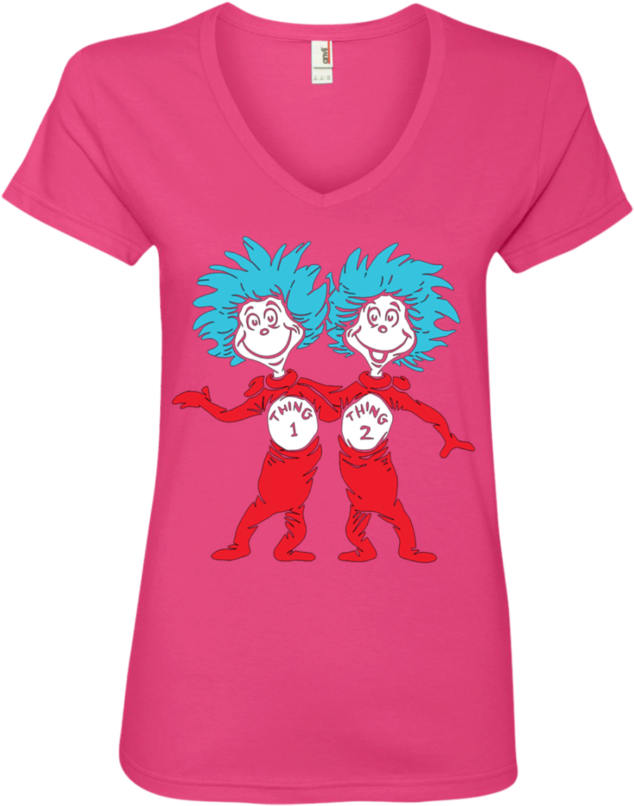 Seuss Thing 1 Thing 2 Buddies T-shirt - K9 Flag Ladies' Premium V-neck (1155x1155), Png Download