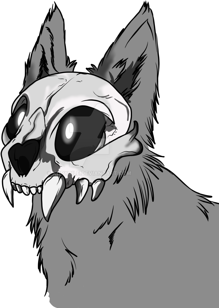 Day 15 Cat Skull Thing By Korydile-dal5lo0 - Cat With Skull On Head (1024x1365), Png Download