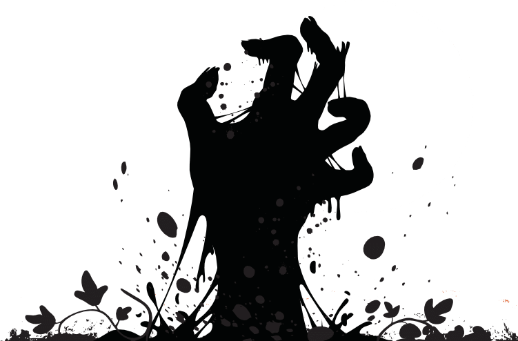 Zombie-hand2 - Zombies Silhouette Png (751x494), Png Download