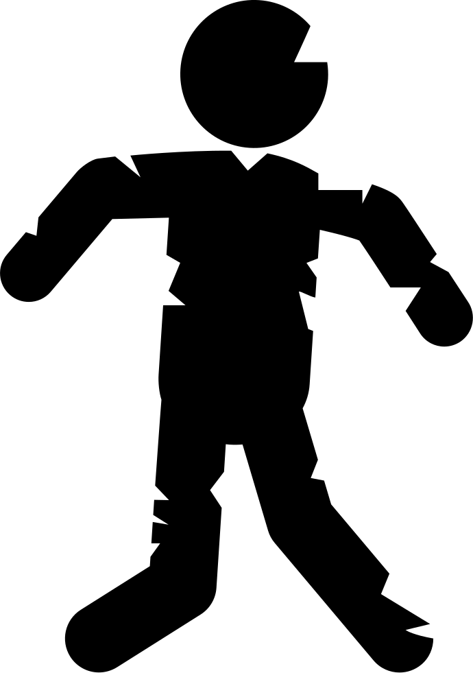 Zombie Frontal Silhouette - Zombie Icono (690x981), Png Download