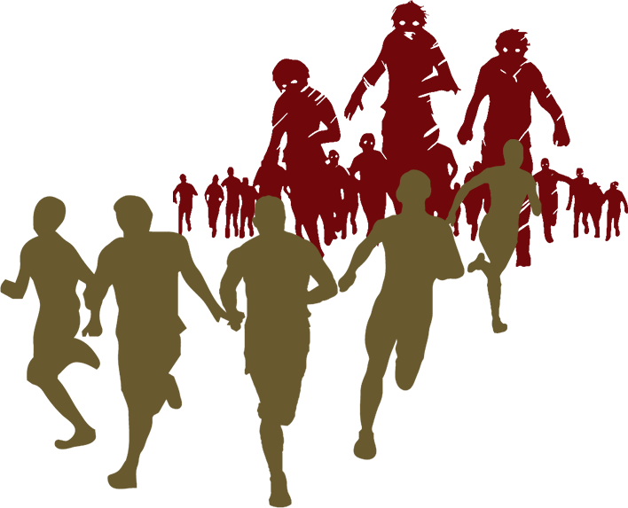 Zombie - Zombie Running Silhouette (708x573), Png Download