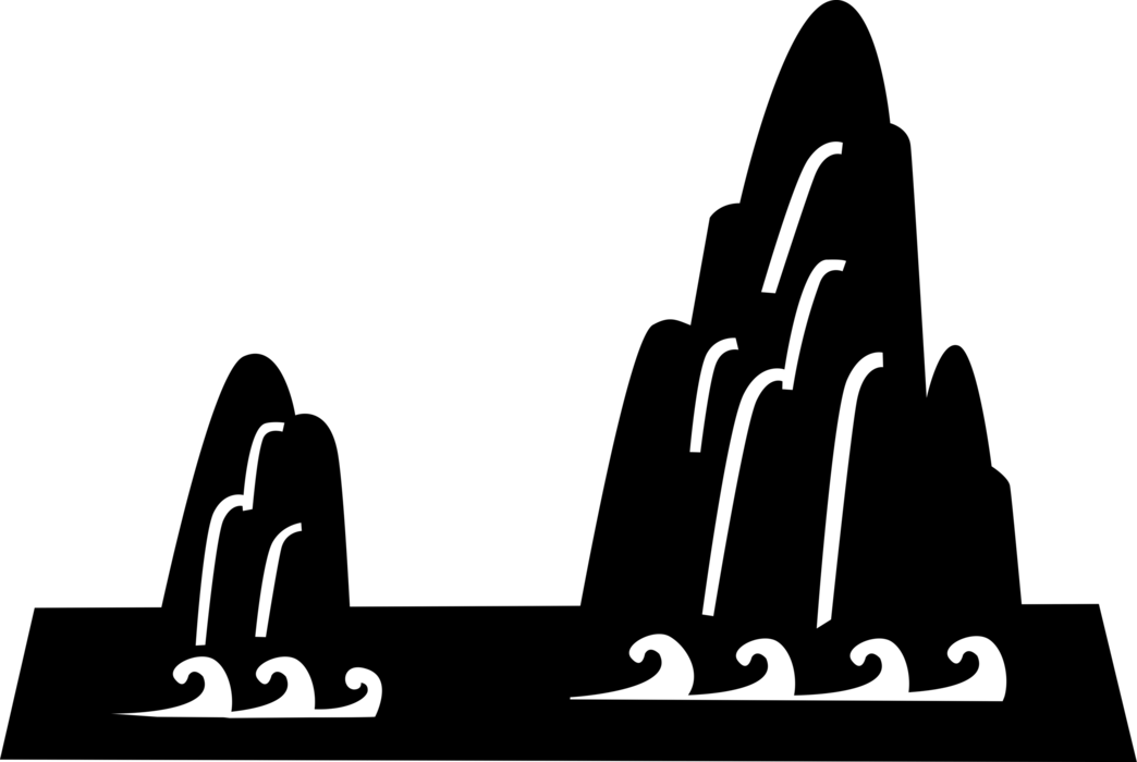 Vector Illustration Of Japanese Landscape Mountain (1044x700), Png Download