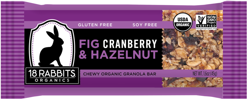 Fig, Cranberry & Hazelnut Bar - 18 Rabbits Llc (1024x955), Png Download