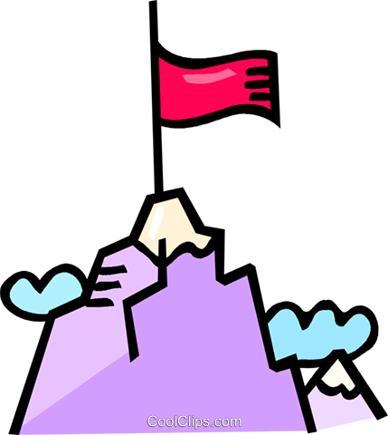 Red Flag At The Top Of A Mountain - Flag On Mountain Clipart (429x480), Png Download