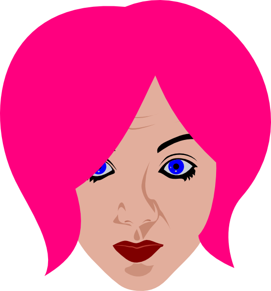 Pink Haired Woman Svg Clip Arts 558 X 599 Px (558x599), Png Download