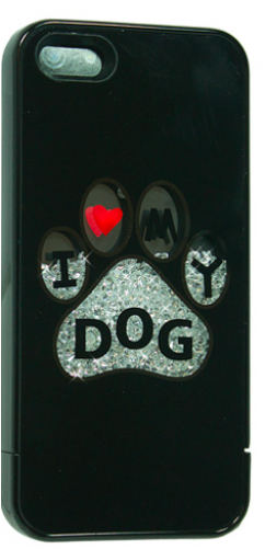 I Love My Dog Paw Print Clear Loose Diamond Case - Apple Iphone 5 - Diamond Motion Moving Case - Black (500x500), Png Download