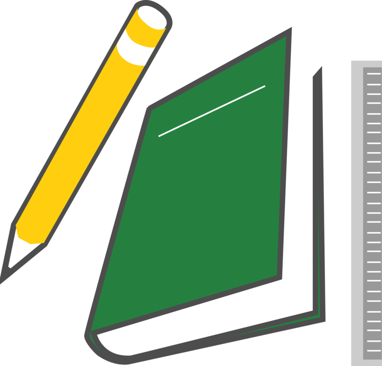 Pencil And Book Clipart - Pencil And Book (586x562), Png Download