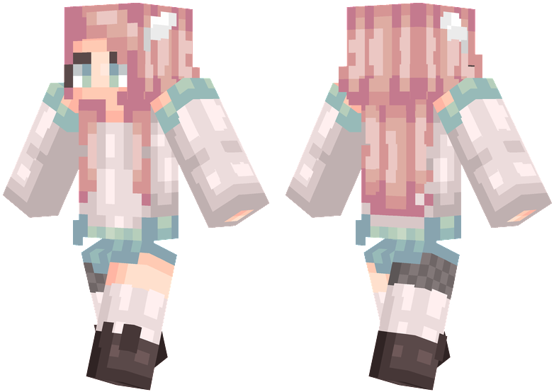 Pink Hair - Minecraft Pink Hair Skin (804x576), Png Download