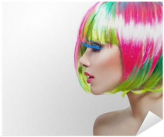 Beauty Fashion Model Girl With Colorful Dyed Hair Poster - Hair (400x400), Png Download