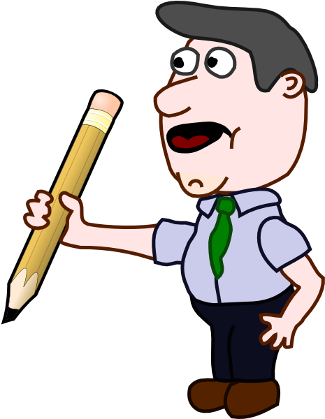 How To Set Use Man Holding Pencil Clipart (504x599), Png Download