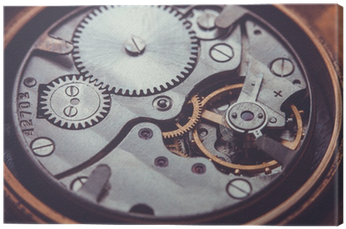 Close-up Of Old Clock Watch Mechanism Canvas Print - Clock (400x400), Png Download