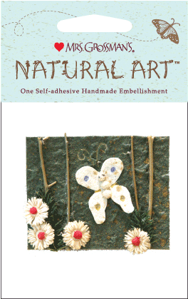 Butterfly With Flowers Sticker - Mrs. Grossman's Natural Art-three White Flowers (288x441), Png Download