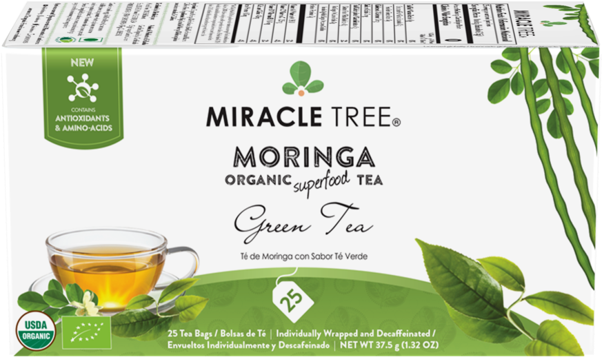 Organic Moringa Superfood Tea, 25 Individually Sealed - Miracle Tree - 6 Count Of Organic Moringa Superfood (1024x1024), Png Download
