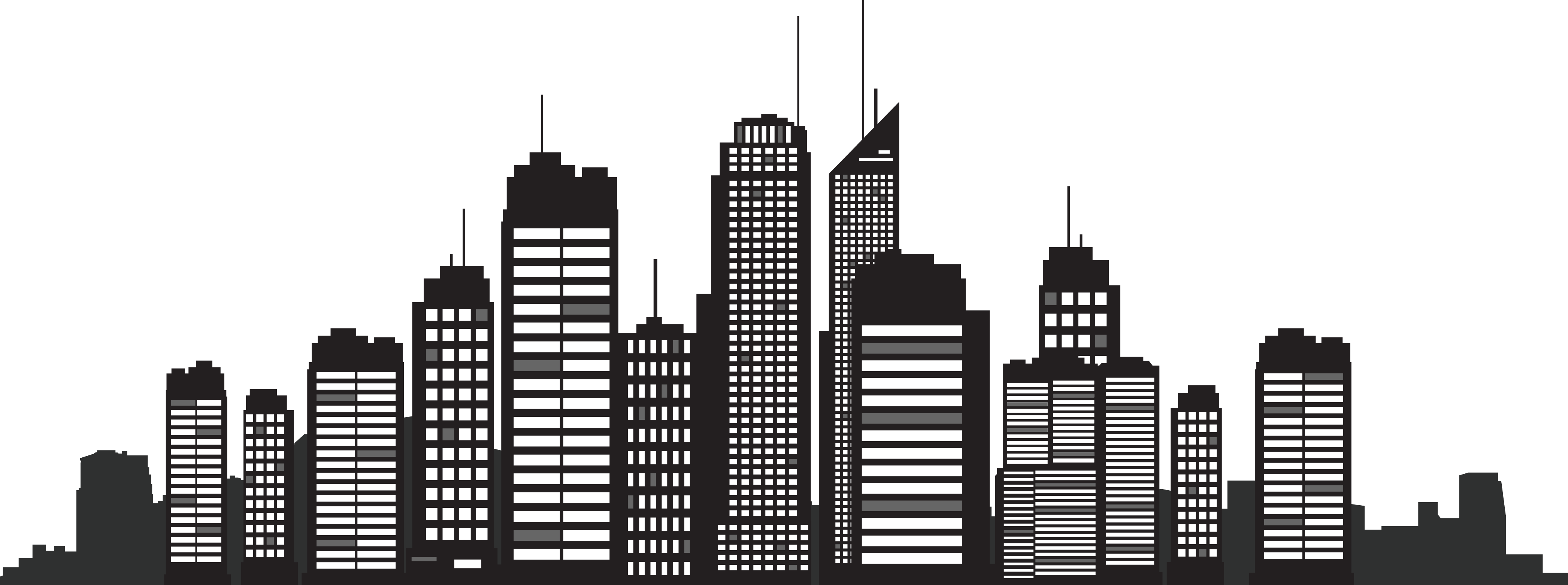 New York City Silhouette Clip Art Royalty Free - New York Buildings Silhouette (4186x1562), Png Download