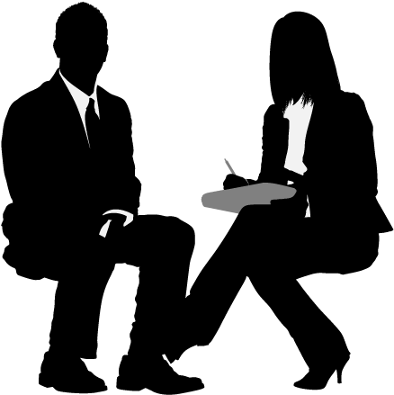 Interview Png - Black And White Clipart Interviewer (500x500), Png Download