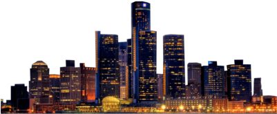 10 New York Skyline Psd Images - Detroit Skyline Night City Lights 24x18 Print Poster (400x300), Png Download