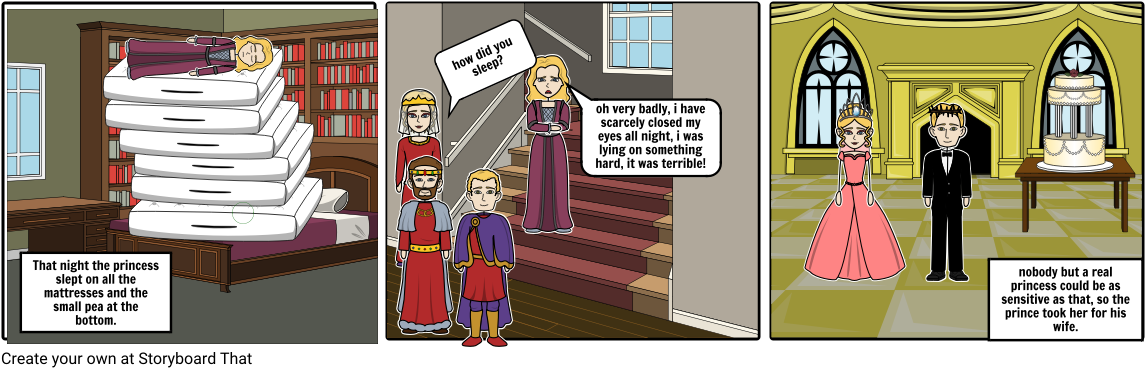 The Princess And The Pea - Cartoon (1164x385), Png Download