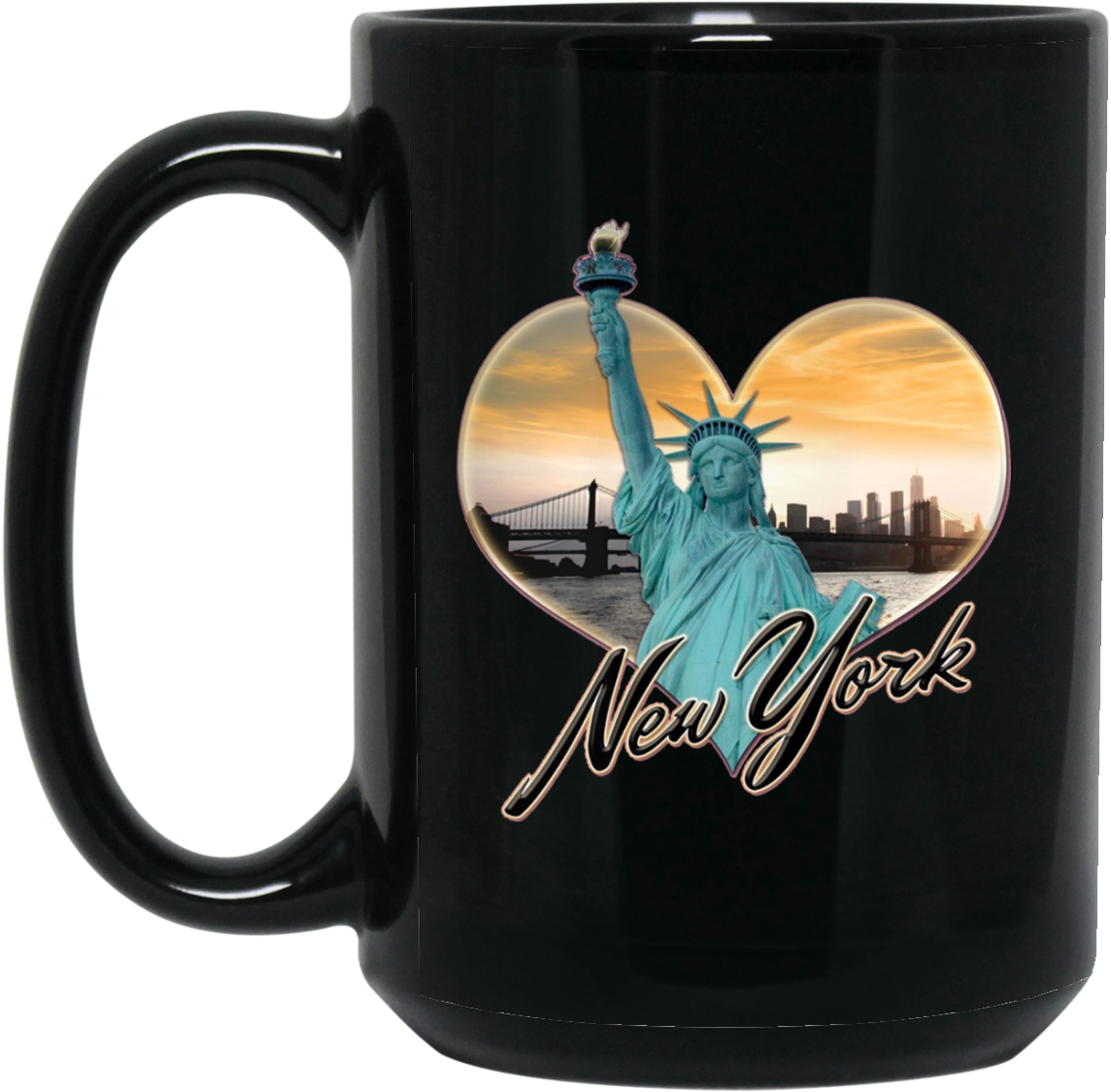 Nyc New York City Skyline Souvenir Statue Of Liberty - Mug (1155x1155), Png Download