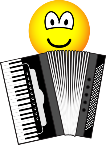 Accordion Playing Emoticon Smiley, Emoji, Animated - Smiley Accordeon (344x470), Png Download