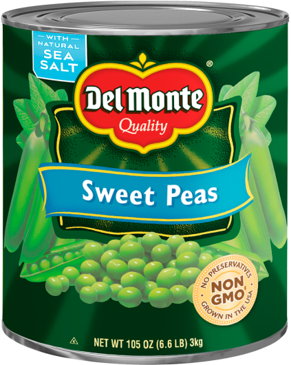 Del Monte® Sweet Peas - Del Monte Can Blue Lake Fancy Cut Green Beans (576x529), Png Download