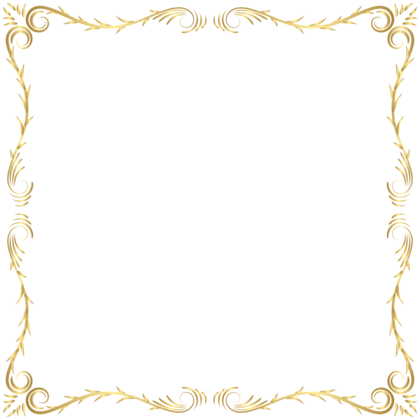 Frame Border Transparent Png Clip Art - Golden Floral Border Png (600x600), Png Download