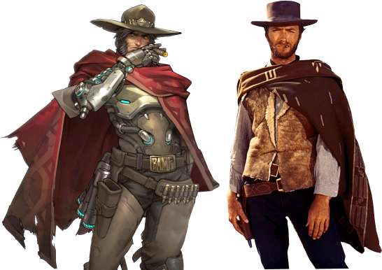 Any Infos On Cyborg - Mccree And Clint Eastwood (546x386), Png Download