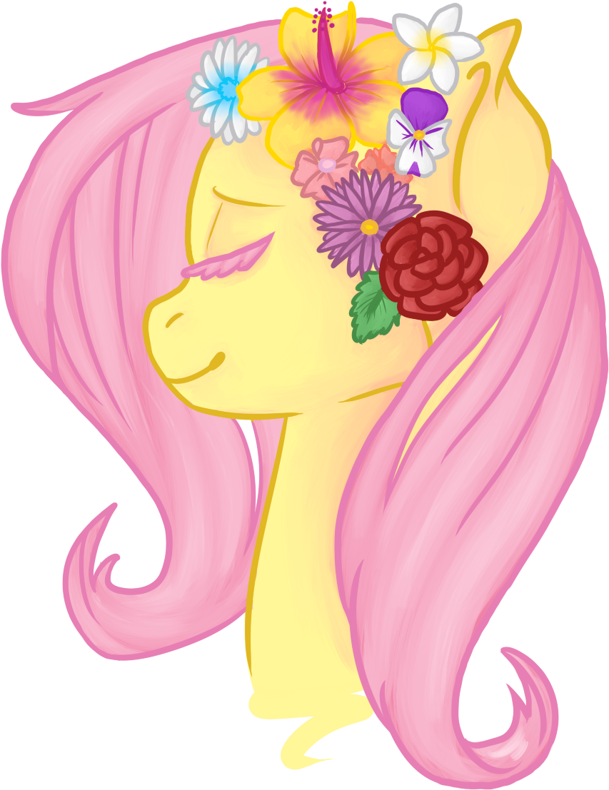 Oddyaeb - Fluttershy Fanart Flower Crown (992x1156), Png Download