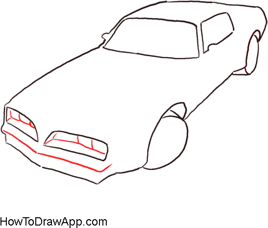 Pontiac Trans Am Drawing Step By Step - Cars Drawings Step By Steps (600x600), Png Download