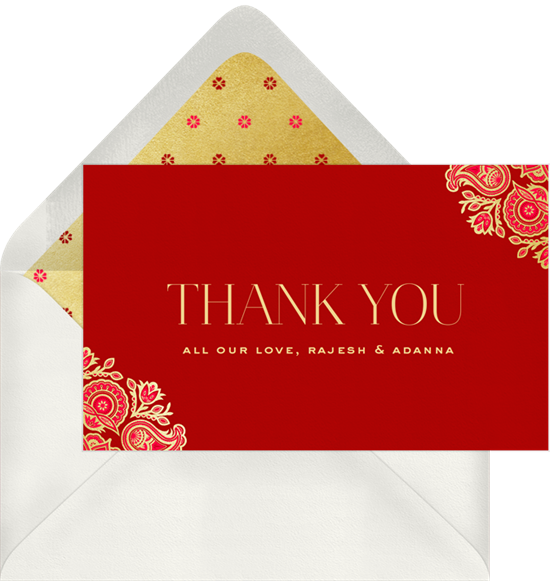 Gilded Paisley Thank You Note - Gif (550x581), Png Download