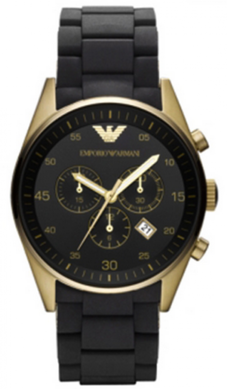 Emporio Armani Black Silicon Wrapped Gold Ion Plated - Tissot Nba Watch (800x800), Png Download