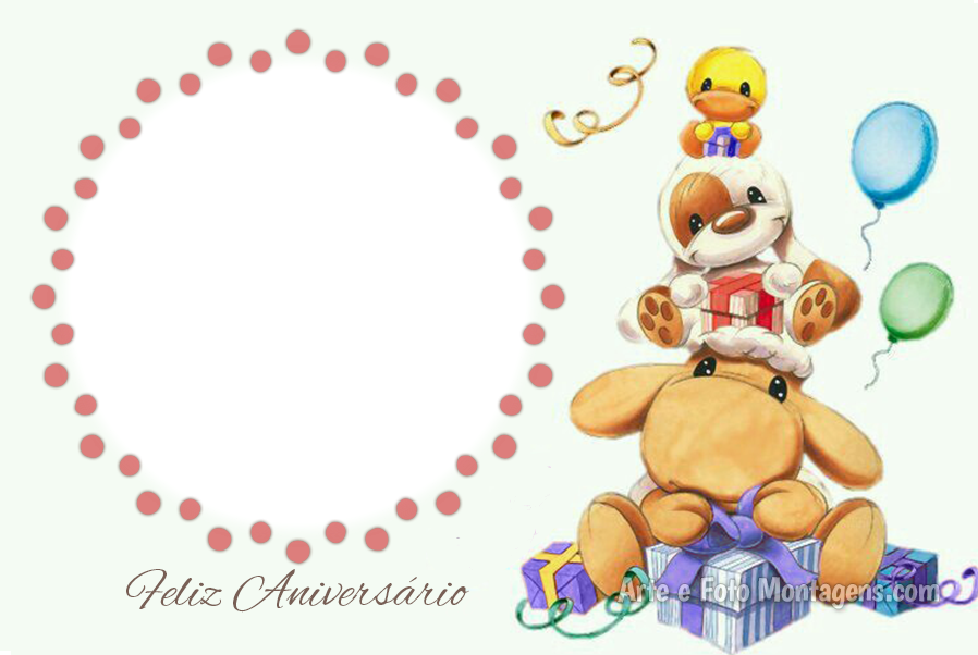 Montagem Para Fotos - Bichos Fofos De Aniversario (898x602), Png Download