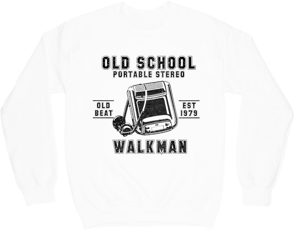 Old School Walkman Crewneck Sweater - Crew Neck (1000x1000), Png Download