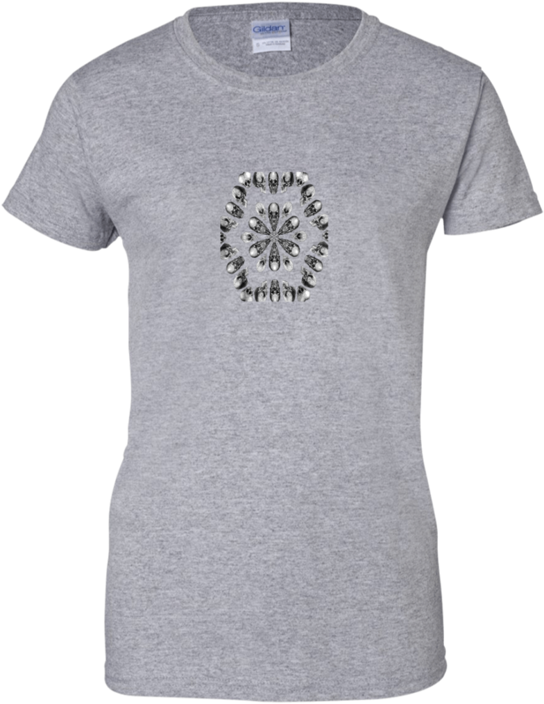 A Death Hex Skull Vector Art Kaleidoscope T Shirtt - Gildan 2000l Sport Grey (1024x1024), Png Download