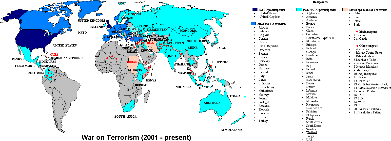 War On Terrorism Map - Greece And Usa Map (1607x602), Png Download