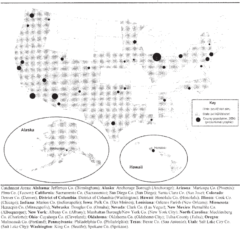 Adam Catchment Areas Included In Analysis, By State - Blog (850x789), Png Download