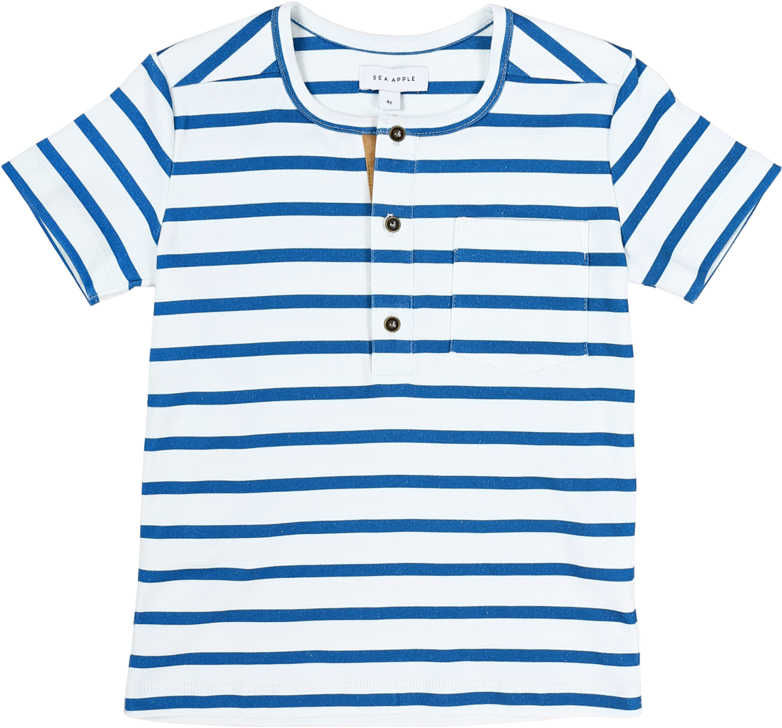 Sea Apple Blue Stripe Henley Shirt - Henley Shirt (1800x1800), Png Download